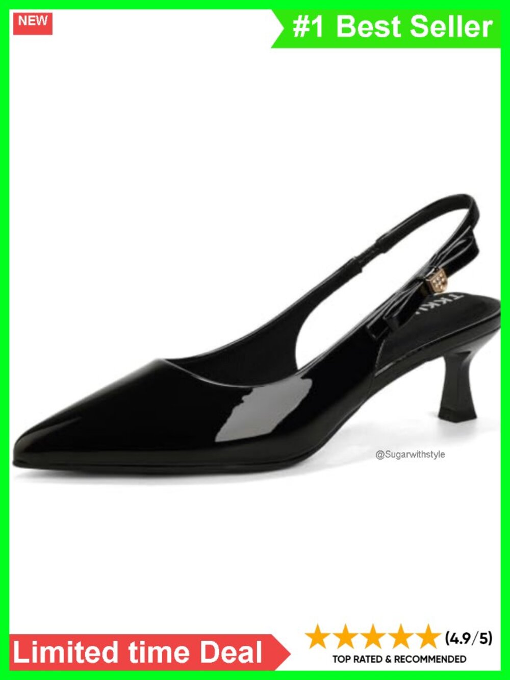 Slingback Kitten Heels Pointed Toe Pumps Memory Foam